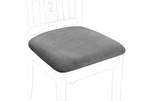 PiccoCasa Dining Chair Seat Covers with Ties, Velvet Soft Chair Seat Cover Stretchable - Dining Chair Covers for Kitchen Wedding Hotel, Removable Washable Grey Chair Covers Set of 4