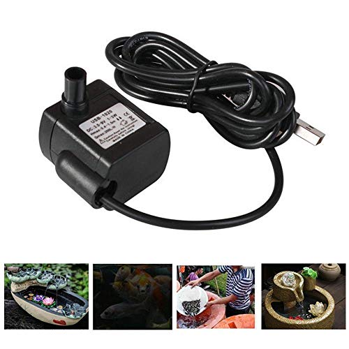 Baiwka Pompe à Eau Submersible, Mini-Fontaine Fonctionnelle Multifonctionnelle pour Mini-Bassin Pompe Submersible USB pour Fontaine De Chat/Fontaines pour Animaux De Compagnie, étang/Aquarium