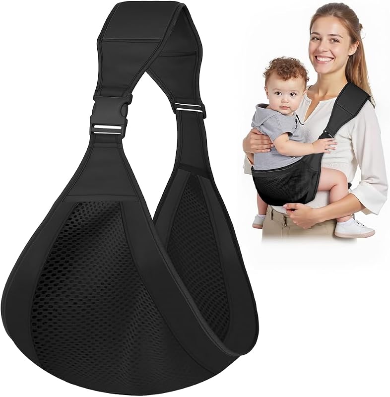 AOOWU Baby Sling Carrier, Baby Carrier, Toddler Carrier, Baby Wrap Carrier with Adjustable Shoulder Straps, Child Sling Baby Side with Shoulder Strap, Baby Sling for Newborns to Toddlers