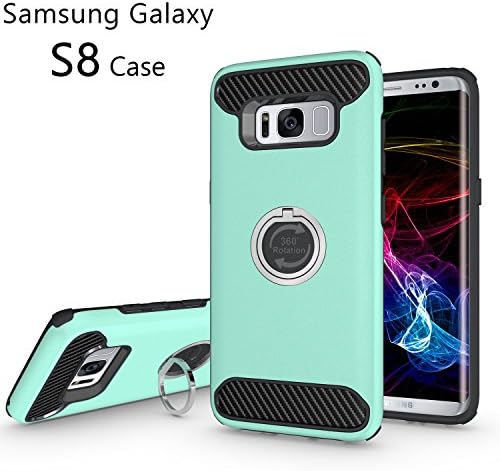 S8 Case, PEMOTech Protective Case for Samsung Galaxy S8, with Shock-Absorption Drop-Protection Hard PC Shell &amp; Soft Silicone Inner &amp; 360 Rotating Ring Grip Holder Kickstand - MINT
