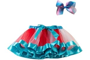 TONSEE BEKLEIDUNG Tonsee Mädchen Tütü Minirock Toddler Kinder Pettiskirt mit Stirnband Regenbogen Petticoat Tanzkleid Unterrock Tüllrock Ballkleid Abendkleid Ballettrock Prinzessin Baby Kostüm