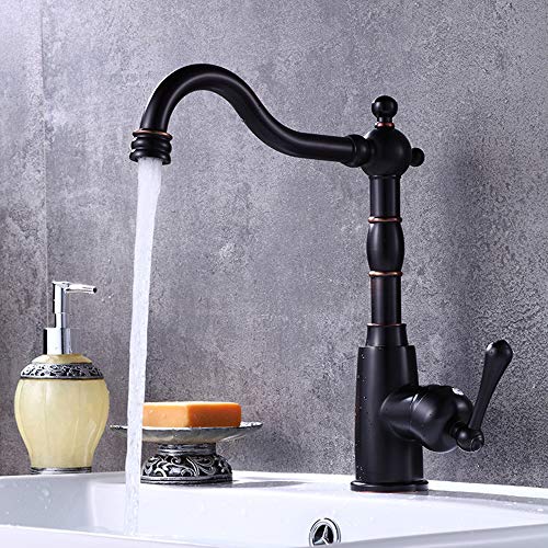 Preisvergleich Produktbild AmzGxp Schwarzer Beckenhahnkupfer Schwarzer Alter Tabellenbassinhahn Kalter Und Kalter Wasserhahnkupferhahn