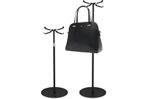 Mordx 2packPurse Display Stand,Tabletop Adjustable Hook Handbag Display Stand,cross-shaped Metal Scarf Purse Display Stand,for Home or Store (Black)