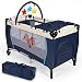 TecTake New Portable Child Baby Travel Cot Bed Playpen with Entryway Blue