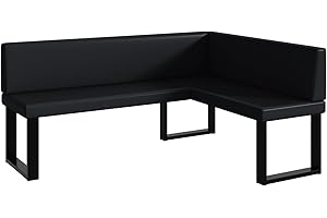 ‎MEBLINI MEBLINI Eckbank für Esszimmer - Küchenbank - Essecke - Sitzecke Küche - Toni - U-Beine 128x168x87cm Rechts - Schwarz Kunstleder