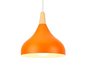 iDEGU Kronleuchter, Hängeleuchte, Retro, modern, Tropfen-Stil, Hut, Deckenleuchte, E27, Metall, Hängeleuchte, für Schlafzimmer, Esszimmer, Küche, Ø 20 cm (Orange, 1 Pack)