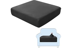 SHUOJIA Sofa-Sitzkissenbezüge, Sofakissen-Bezüge Stretch-Samt,Sitzkissenschutz,Couchkissen-Bezüge Ersatz Für Individuelle Kissen Mit Elastischem Stoff (Black,Large-1-Seater)