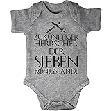 Mikalino Babybody Kurzarm Zukünftiger Herrscher der Sieben Königslande, Farbe:Heather, Grösse:68
