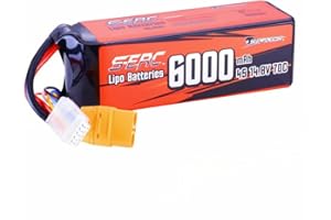 SUNPADOW 4S Lipo Battery 14.8V 6000mAh 70C Soft Pack with XT90 Plug for RC Buggy Truggy Vehicles Car Boat Truck Racing Hobby