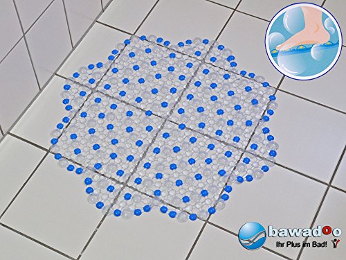 DUSCHWANNENEINLAGE DUSCHMATTE BADMATTE DUSCHEINLAGE RUND ANTI RUTSCH MATTE (Hellblau)