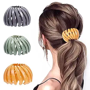 TFW Butterfly Hair Clutch Claws Clips Multi Color No Slip Tight Grip Acrylic Material Clip Hair Accessories for Women and Girls (SET OF 6, Bird Nest pony Clip)