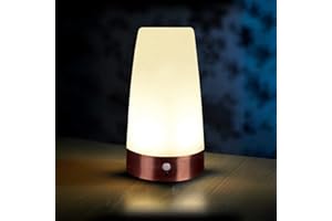 Auraglow Wireless PIR Motion Sensor Table Lamp Super Bright LED Rechargeable Hallway Night Light - Round - 1 Pack