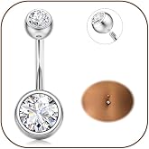 Diamday Navel Piercing G23 Titanium Navel Piercing Navel Rings 14G CZ Navel Barretta Banana Belly Banana Curved Navel Piercin