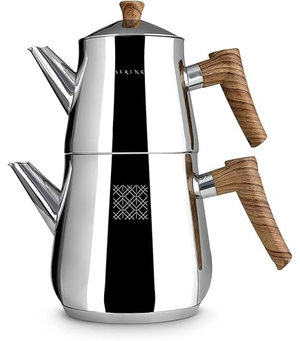 Karaca INOX Théière Noire 1650 W, Machine à Thé Turque Cay Makinesi, En Acier Inoxydable, Bouilloire électrique Automatique, Théière Chaude, Samovar électrique