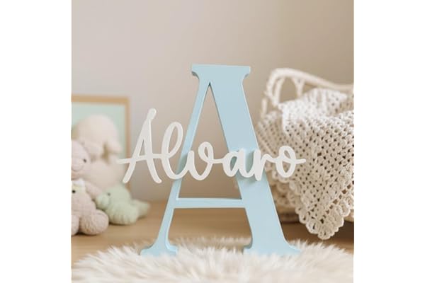 Mpzonline Letra con nombre personalizada decorativa, mesas dulces, comuniones, decoración habitación, letrero identificación.