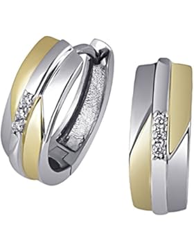 Goldmaid Damen-Creolen 925 Sterlingsilber vergoldet 6 weiße Zirkonia