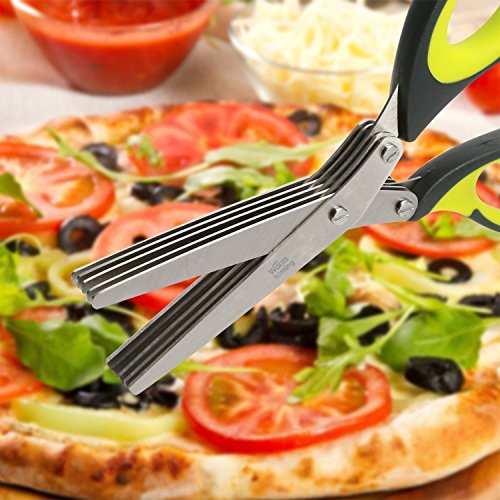 Kräuterschere, Schere Zackenschere Edelstahl Herb Scissors mit 5 Klingen - 5