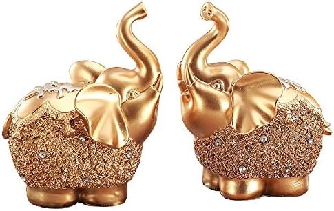 Elephant Ornaments Creative Home decoration living room TV cabinet small crafts golden 1 pair,Golden