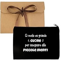 Borsetta Regalo Per Maestre - Pochette Con Scritta 'Ci Vuole Un Grande Cuore' Per Insegnanti - Foto 2