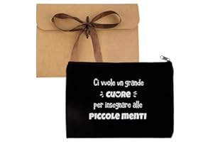 GEBETTER Pochette Multiuso Regalo Maestra Fine Anno Natale Borsa Piccola Regalo per Insegnante Donna Professoressa Astuccio Trucchi Cosmetici Regali Maestra Asilo Elementare(Nera-Scritta B)