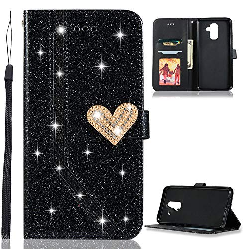 Zcxg Compatible With Samsung Galaxy A6 Plus Case Black Glitter