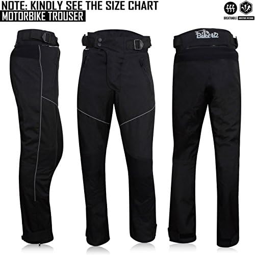 Men's Motorcycle Waterproof Trouser Cordura Textile Motorbike Pant 30 - BLACK