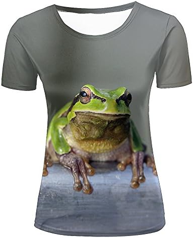 WEIYI BO Womens Casual 3D Animal Print Tees Green Tree Frog Cute Crew Neck Short Sleeve T-Shirts Tops for Couples XXL