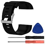 Altsommer Multi-Farben für Fitbit Surge 160-190MM Silikon Sportarmband Uhr Band Strap Ersatzarmband Uhrenarmband mit Werkzeug verstellbares Armband Replacement für Damen Herren (Schwarz)