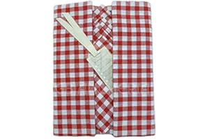 GBIANCHERIA TOVAGLIA DA TAVOLO CON TOVAGLIOLI IN COTONE PETTINATO TINTO IN FILO QUADRETTO ROSSO PRODOTTO IDEATO, TESSUTO E CONFEZIONATO IN ITALIA