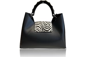 Modarno Borsa a mano in Vera Pelle con pattina in Cavallino - Borsa a tracolla con rivestimento in cavallino