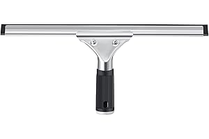 OAKENCREST Tergivetro in Acciaio Inox, Lavavetro con Strisce di Ricambio, Pulisci Vetro da 30 cm, Tergipavimento Finestre, Spatole Lavavetri, Pulizia Vetri Finestre con Punta in Gomma, per Pulire e Asciuga Vetri