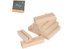 Qehyuelefu 10 Wooden Place Card Holders, Table Number Stands and Menu Holders for Indoor/Outdoor Weddings, Parties, Events