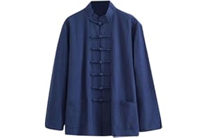 ZHOUXIAO Veste Kung Fu Loose, Tai Chi Uniforme Hommes Chinoise Kung Fu Vêtements Coton Linge de Linge Vêtements Chun, Manches Longues Tang Costume Hanfu Veste Hanfu Couteau D