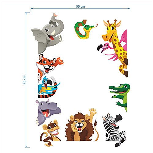 Rainbow Fox Tier Zoo Wandaufkleber Tier von Elefant Affe Löwe Krokodil zum Kinder Zimmer oder Kindergarten Dekoration - 6