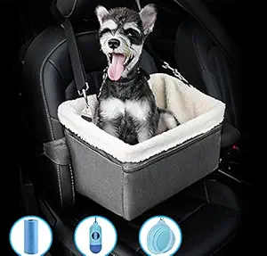 UNICITII Small Dog Car Seat, Elevated Pet Booster Car Seat, Dog Lookout Booster Seat for Small Dogs up to 25lbs