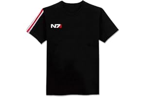 KINSEA Swdan T-Shirt Unisex, Mass Effect N7 Tshirt Uomo Nera,Costume Cosplay per Uomo Donna (Size:M)
