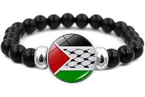 FENOHREFE Bracelet vintage en perles tissées multicouches avec drapeau de la Palestine, accessoires de bijoux, chaîne réglable pour femme