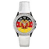 Timest - DDR Deutsche Demokratische Republik - Strass Damenuhr mit Lederarmband in weiss Rund Analog Quarz CSG0082w