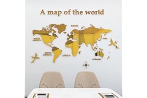 SHUANGHAO Acrylic 3D World Map Wall Murals Stickers Background Art Decoration Decor Poster Murals Decals Stickers Sticker for Office,Study Living,Room,Bedroom Home Wall Stickers