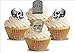 Produktbild HALLOWEEN Friedhof Schädel Skelett Mix 12 essbare Standup Kuchen-Deko, Kuchendekorationen, essbar, Premium, 2 x A5, für 12 Bilder