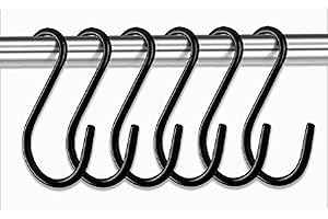 Plstod 6 ganci a S, colore nero, a forma di S, ganci in metallo, per cucina, bagno, camera da letto, ufficio, in acciaio inox, senza foratura, per piante