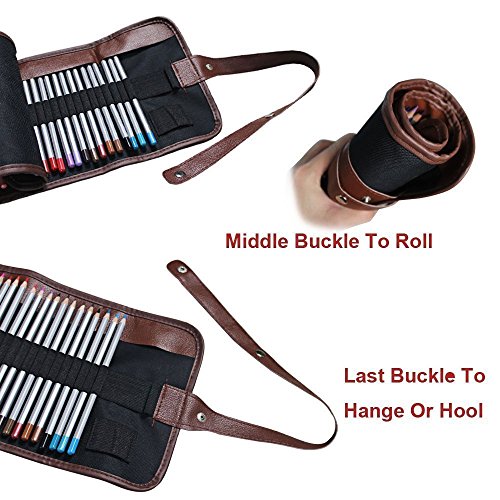 NIUTOP 48 Farbstifte Buntstifte Kunstbedarf Marco Raffine Set mit Leinwand Roll-up Bleistift Tasche für zum Malen, Ausmalen, Skizzieren oder Colorieren - 5