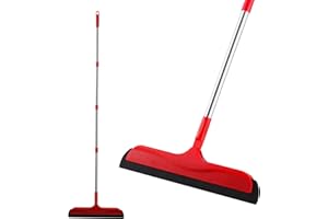 Mitclear Balai Raclette Sol avec Manche Télescopique(124cm), Mousse Balai pour Nettoyage de l'eau, Brosse de Sol de Douche, Salle de Bain, Cuisine, Poils d'animaux