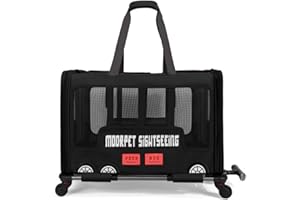 Galatée Poussette pour Animaux, Sac De Transport pour Chien avec roulettes Amovibles, Sac De Transport Portable pour Chat, Sac Pliable pour Chien, Voyage, Camping, Extérieur(Noir)