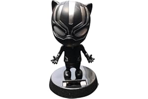 LKNBIF Decorazione Auto a Testa Mobile, Panther Figura da Collezione, Black Panther Figurina del Cruscotto Energia Solare Figurine Ornements Scuotere La Testa Cruscotto Auto Ornamenti Decorazione