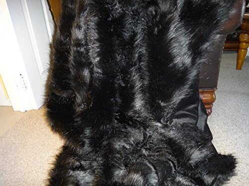 Starose Faux Fox Fur Throw Blanket Fake Fox Fur Throw Blanket 130x150cm (51'x59") Lounge Throw Blanket Black