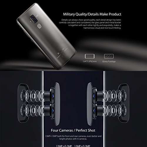 Blackview S8Â sbloccato smartphone 4Â GB + GB doppia fotocamera posteriore + Dual fotocamere anteriore identificazione delle impronte digitali 14,5Â cm Android 7.0Â MTK6750T Octa Core a 1.5Â GHz con 4Â G network, Dual SIM, OTG