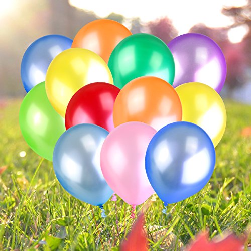 NUOLUX Sortierte Farben Luftballons mit einer blauen Ballon-Pumpe / Kompressor/Luft-Kompressor für Party, Geburtstag und andere feiern-100pcs(Random) - 3