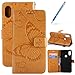 Produktbild Robinsoni Kompatibel mit Xiaomi Redmi Note 6 Pro Hülle Leder Handytasche,3D Relief Schmetterling Muster PU Lederhülle Brieftasche Schutzhülle Flip Case Ständer Etui Wallet Tasche Klapphülle,Gelb