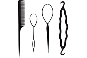 Clyhon - 4 szt. spinek do włosów w kształcie ogona do włosów, uchwyt do stylizacji włosów, czarny kok, zestaw do stylizacji włosów